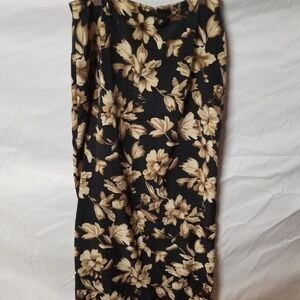 Giorgio Fiorelli Black Midi Skirt with Beige Floral Print